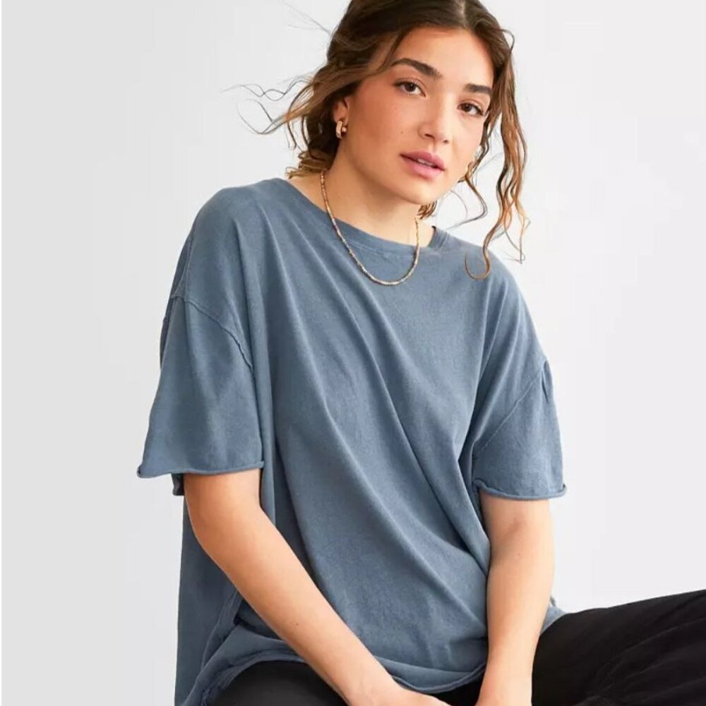Free People Oversized T-Shirt Blue Mirage  Size L